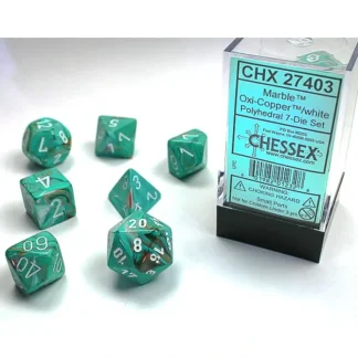 Outlet Oxi-Copper / White: Marble Polyhedral Dice Set (7's) CHX 27403 - Miniature Marvels: Airplane Models & Painted Dice Dice