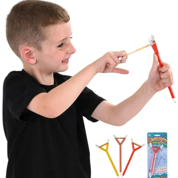 Clearance 12 Paper Launcher Fun SlingShot Kids Ballpoint Pens - Mix of Colors - Miniature Marvels: Airplane Models & Painted Dice Egpull