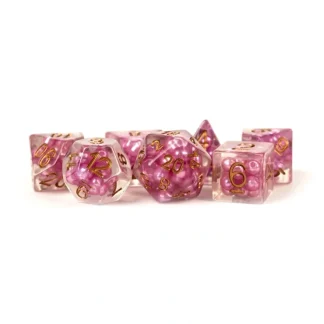 Online Pearl Dice Pink w/ Copper Numbers 16mm Resin Poly Dice Set MET 691 - Miniature Marvels: Airplane Models & Painted Dice Dice