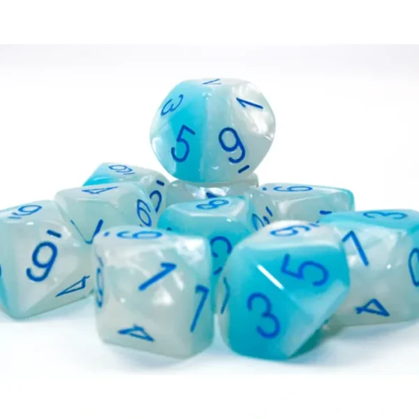 Sale Pearl Turquoise-White / Blue Luminary: Gemini d10 Dice Set (10's) D10S CHX 26265 - Miniature Marvels: Airplane Models & Painted Dice Dice