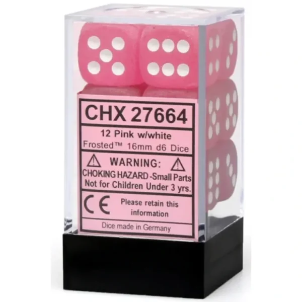 Best Pink / White: Frosted 12d6 16mm Dice Block CHX 27664 - Miniature Marvels: Airplane Models & Painted Dice Dice