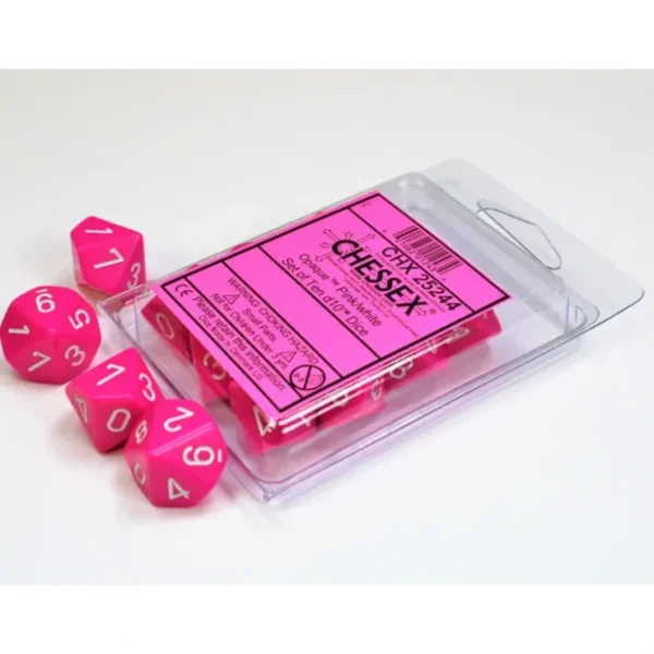 Clearance Pink / White: Opaque d10 Dice Set (10's) CHX 25244 - Miniature Marvels: Airplane Models & Painted Dice Dice