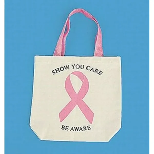 Flash Sale 12 Pink Ribbon Breast Cancer Awareness Canvas Tote Bags ~ (1 dozen) - Miniature Marvels: Airplane Models & Painted Dice Egpull