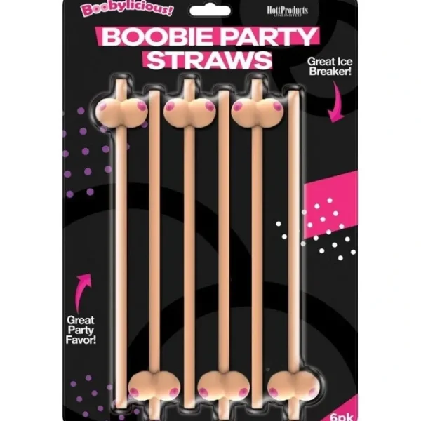 Fashion 6pk Boobie Shaped Party Drinking Straws - Boobs Breast Adult Novelty Gag Joke - Miniature Marvels: Airplane Models & Painted Dice Egpull