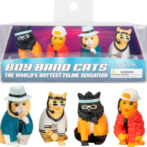 Shop 4pk BOY BAND CATS Hysterical 90's Style Figures Gag Gift - Archie McPhee - Miniature Marvels: Airplane Models & Painted Dice Egpull