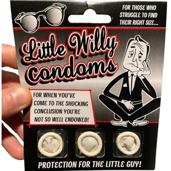 Cheap 3pk LITTLE WILLY CONDOMS - Small Pecker Gag Prank Joke - Sata Christmas Gift - Miniature Marvels: Airplane Models & Painted Dice Egpull