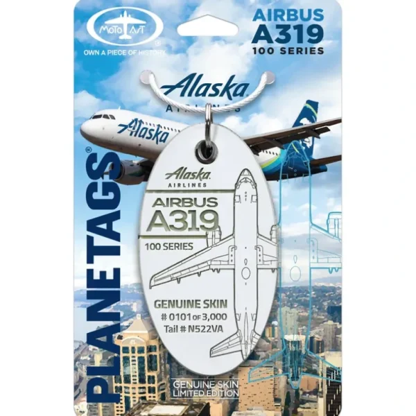 Plane Tags Alaska Airlines Airbus A319 N522VA (White) - Miniature Marvels: Airplane Models & Painted Dice* Airplane Model