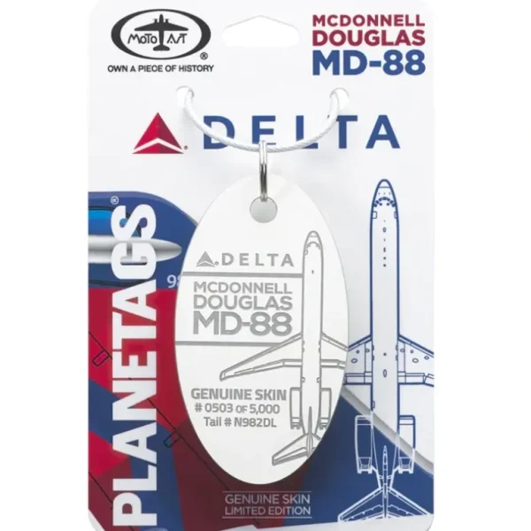 Plane Tags Delta Airlines McDonnell Douglas MD-88 N982DL (White) - Miniature Marvels: Airplane Models & Painted Dice* Airplane Model