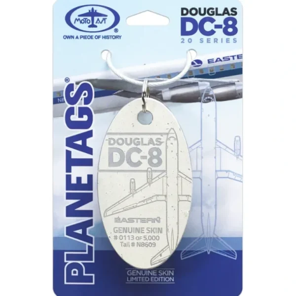 Plane Tags Eastern Airlines Douglas DC-8-21 N8609 (Bone Yard White) - Miniature Marvels: Airplane Models & Painted Dice* Airplane Model