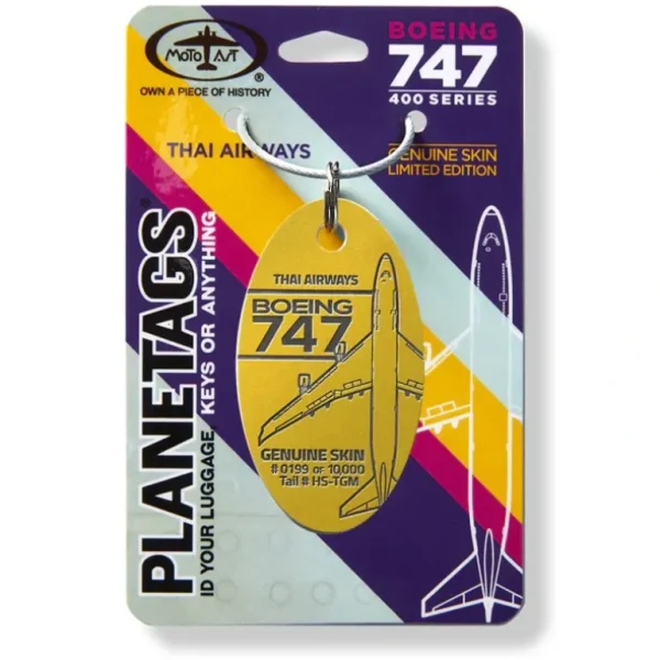 Plane Tags Thai Airways Boeing 747-400 HS-TGM (Golden) - Miniature Marvels: Airplane Models & Painted Dice* Airplane Model