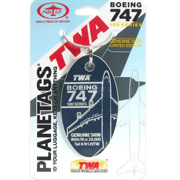Plane Tags TWA Boeing 747 N129TW (Blue) - Miniature Marvels: Airplane Models & Painted Dice* Airplane Model