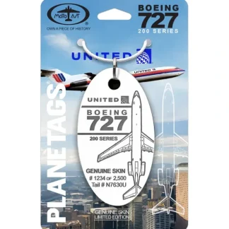 Plane Tags United Airlines Boeing 727 N7630U (White) - Miniature Marvels: Airplane Models & Painted Dice* Airplane Model