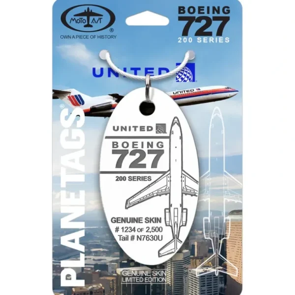 Plane Tags United Airlines Boeing 727 N7630U (White) - Miniature Marvels: Airplane Models & Painted Dice* Airplane Model