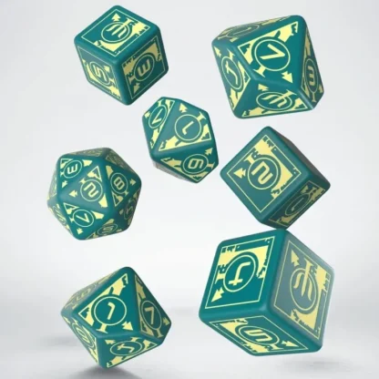 Online Polaris RPG Turquoise & Light Yellow Dice Set (7) QWS SPOL94 - Miniature Marvels: Airplane Models & Painted Dice Dice