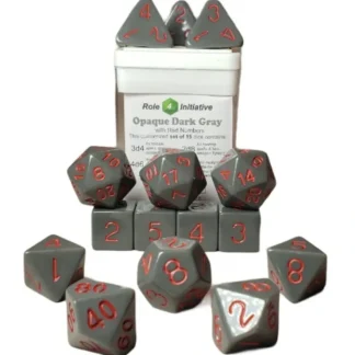 Sale Polyhedral Dice: Opaque Dark Gray w/ Red Numbers - Set of 15 R4I 50018-FB - Miniature Marvels: Airplane Models & Painted Dice Dice