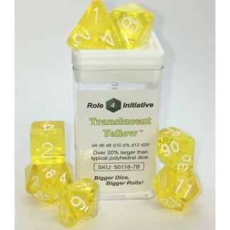 Fashion Polyhedral Dice: Translucent Yellow - Set of 7 R4I 50118-7B - Miniature Marvels: Airplane Models & Painted Dice Dice