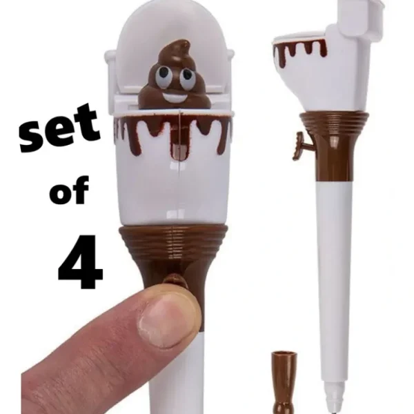 Online 4 POOP IT HAPPENS PENS Toilet Seat Pop Up Crap Emoji Office Gift Prank Poo GaG - Miniature Marvels: Airplane Models & Painted Dice Egpull