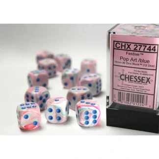 Discount Pop Art / Blue: Festive 12d6 16mm Dice Block CHX 27744 - Miniature Marvels: Airplane Models & Painted Dice Dice