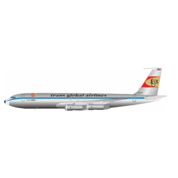 Pre-Order B-Models B-707-AIRPORT-55-P 1:200 TRANS GLOBAL AIRLINES Boeing 707-300 N324F - Miniature Marvels: Airplane Models & Painted Dice* Airplane Model