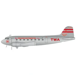Pre-Order Gemini Jets G2TWA314 1:200 TWA (Transcontinental & Western Air) DC-3 NC1943 (polished) - Miniature Marvels: Airplane Models & Painted Dice* Airplane Model