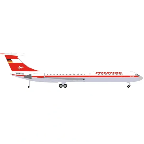 Pre-Order Herpa Wings 571708 1:200 Interflug Ilyushin IL-62M DDR-SEO - Miniature Marvels: Airplane Models & Painted Dice* Airplane Model
