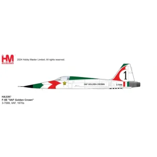 Pre-Order Hobby Master HA3397 1:72 F-5E "IIAF Golden Crown" 3-7099, IIAF, 1970s - Miniature Marvels: Airplane Models & Painted Dice* Airplane Model