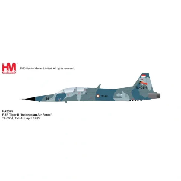 Pre-Order Hobby Master HA3375 1:72 F-5F Tiger II "Indonesian Air Force" TL-0514, TNI-AU, April 1980 - Miniature Marvels: Airplane Models & Painted Dice* Airplane Model