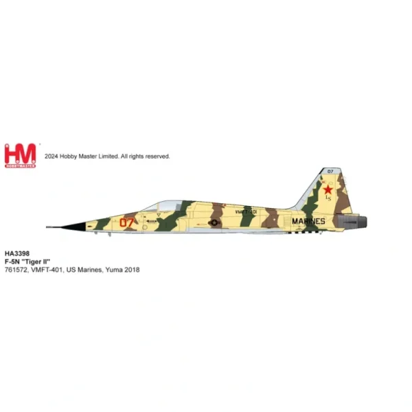 Pre-Order Hobby Master HA3398 1:72 F-5N Tiger II 761572, VMFT-401, US Marines, Yuma 2018 HA3398 - Miniature Marvels: Airplane Models & Painted Dice* Airplane Model