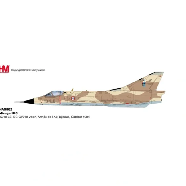 Pre-Order Hobby Master HA9802 1:72 Mirage IIIC 87/10-LB, EC 03/010 Vexin, Arme de Air, Djibouti, October, 1984 - Miniature Marvels: Airplane Models & Painted Dice* Airplane Model