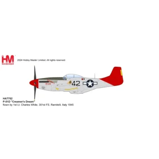 Pre-Order Hobby Master HA7752 1:48 P-51D "Creamer's Dream" flown by 1st Lt. Charles White, 301st FS, Ramitelli, Italy 1945 - Miniature Marvels: Airplane Models & Painted Dice* Airplane Model