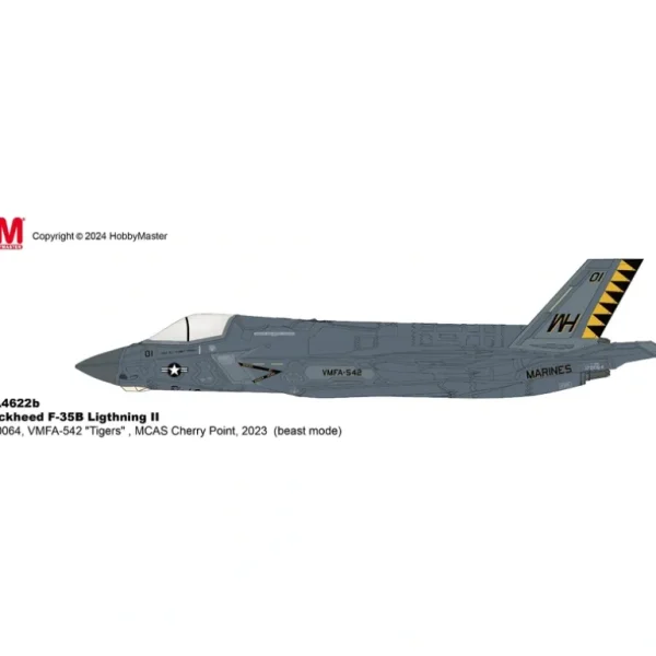 Pre-Order Hobby Master HA4622B 1:72 F-35B "Black Death" 170064, VMFA-542 "Tigers", MCAS Cherry Point, 2023 (beast mode) - Miniature Marvels: Airplane Models & Painted Dice* Airplane Model