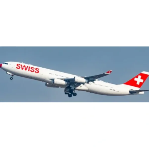Best Pre-Order JC Wings JC4SWR0203 1:400 Swiss A340-300 HB-JMA "Red Nose" - Miniature Marvels: Airplane Models & Painted Dice Airplane Model