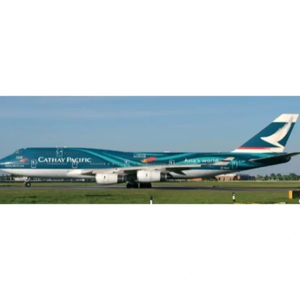 Hot Pre-Order JC Wings SA4063A 1:400 Cathay Pacific Boeing 747-400 "Asia's World City" Reg: B-HOY "Flaps Down" - Miniature Marvels: Airplane Models & Painted Dice Airplane Model