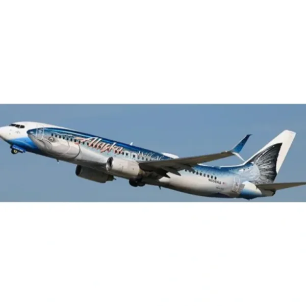 New Pre-Order JC Wings SA2ASA044A 1:200 Alaska Airlines Boeing 737-800 "Salmon Thirty Salmon" (Flaps Down) - Miniature Marvels: Airplane Models & Painted Dice Airplane Model