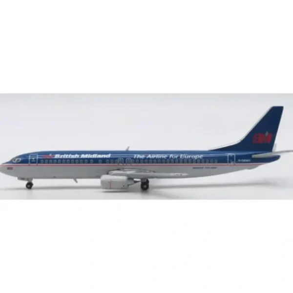 Clearance Pre-Order JC Wings XX40060 1:400 British Midland Boeing 737-400 "The Airline for Europe" Reg: G-OBMG - Miniature Marvels: Airplane Models & Painted Dice Airplane Model