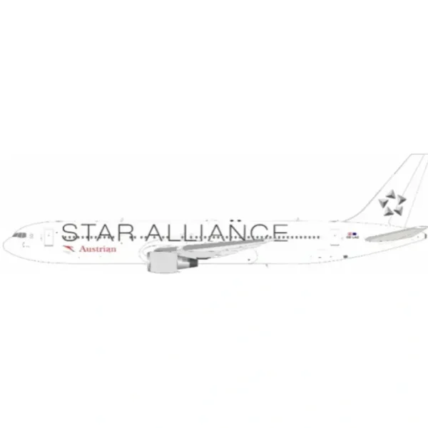 Clearance Pre-Order JFox JF-767-3-019L 1:200 767-3Z9/ER Austrian - Star Alliance Reg. OE-LAZ - Miniature Marvels: Airplane Models & Painted Dice Airplane Model