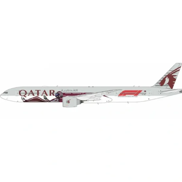 Sale Pre-Order NG Models 73038 1:400 Qatar Airways 777-300ER A7-BEL (Formula 1 - Global Partner Livery) - Miniature Marvels: Airplane Models & Painted Dice Airplane Model