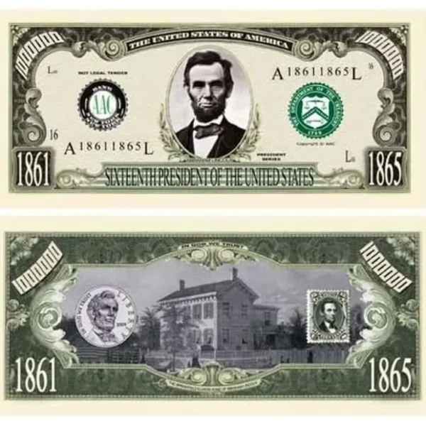 Online 100 - President Abraham Lincoln Million Dollar Novelty Money Patriotic Bills - Miniature Marvels: Airplane Models & Painted Dice Egpull