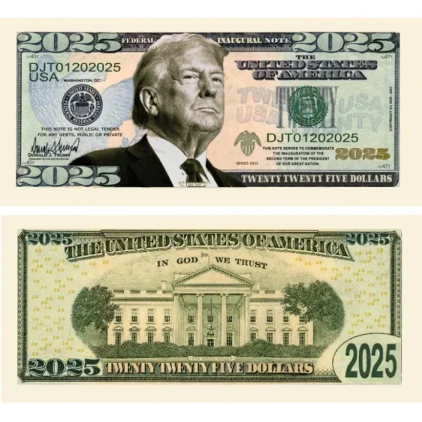 New 100 - President Donald Trump 2025 Novelty Money Bills Party Fake Play MAGA Note - Miniature Marvels: Airplane Models & Painted Dice Egpull