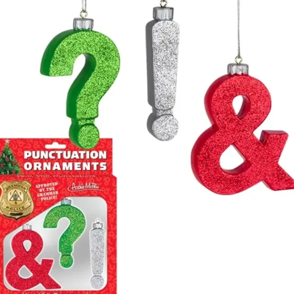 Fashion Punctuation Ornaments - Christmas Tree Glitter Decoration Art Archie McPhee - Miniature Marvels: Airplane Models & Painted Dice Egpull