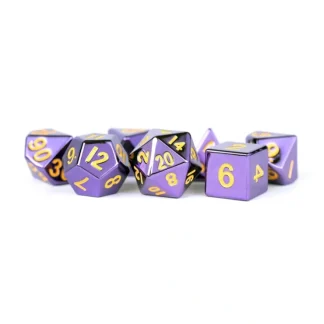 Fashion Purple with Gold Numbers 16mm Polyhedral Dice Set MET 013 - Miniature Marvels: Airplane Models & Painted Dice Dice