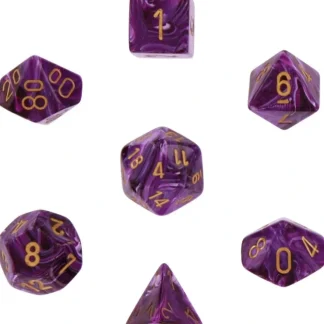 Outlet Purple with Gold: Vortex Polyhedral Dice Set (7's) CHX 27437 - Miniature Marvels: Airplane Models & Painted Dice Dice