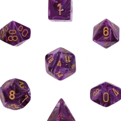 Outlet Purple with Gold: Vortex Polyhedral Dice Set (7's) CHX 27437 - Miniature Marvels: Airplane Models & Painted Dice Dice
