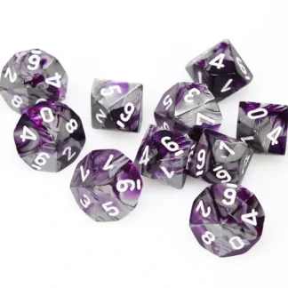 Cheap Purple-Steel / White: Gemini d10 Dice Set (10's) CHX 26232 - Miniature Marvels: Airplane Models & Painted Dice Dice