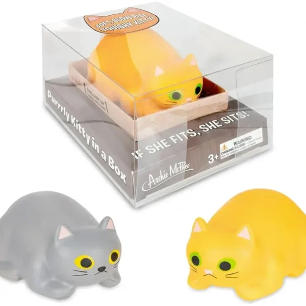 Fashion Purrrly Kitty Cat in a Box (choose color) Stress Squeeze Squish - Archie McPhee - Miniature Marvels: Airplane Models & Painted Dice Egpull