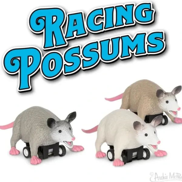 Hot Racing Possums (set of 3) Funny Pull Back Rodent Race Toys - Archie McPhee - Miniature Marvels: Airplane Models & Painted Dice Egpull