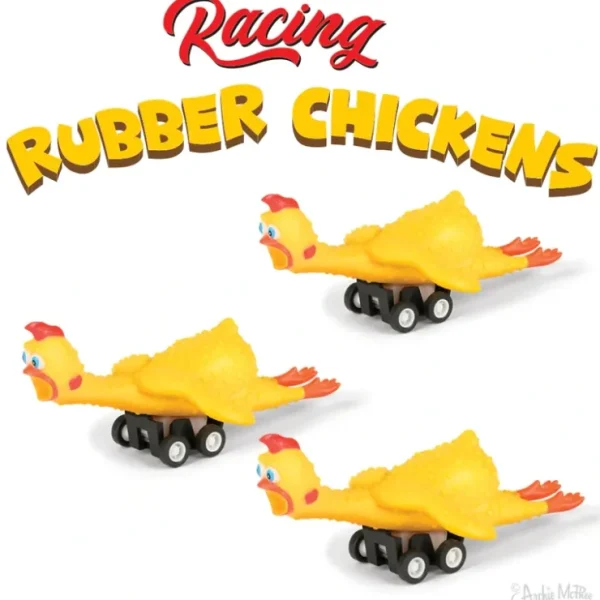 Shop Racing Rubber Chickens (set of 3) Funny Pull Back Race Toys - Archie McPhee - Miniature Marvels: Airplane Models & Painted Dice Egpull