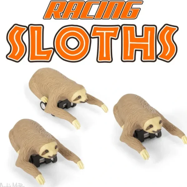 New Racing Sloths (set of 3) Funny Pull Back Race Animal Toys - Archie McPhee - Miniature Marvels: Airplane Models & Painted Dice Egpull