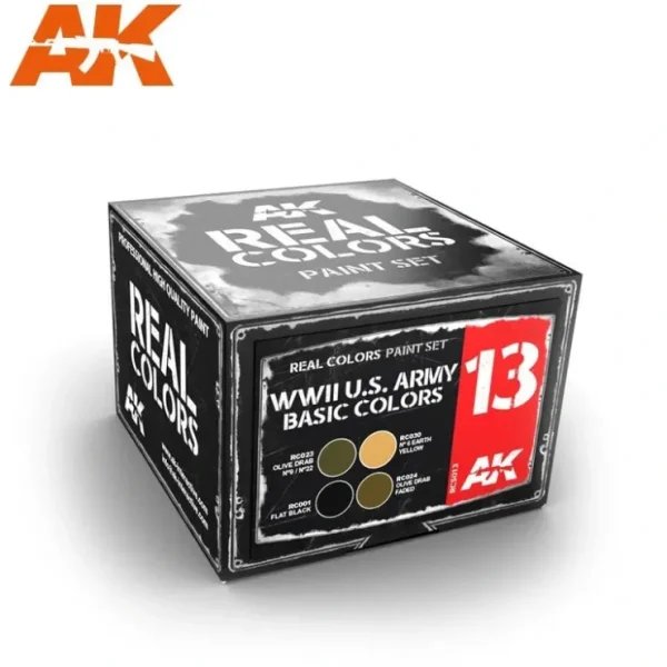 Clearance Real Colors: WWII U.S. Army Basic Colors Set LTG AK-RCS013 - Miniature Marvels: Airplane Models & Painted Dice Paint