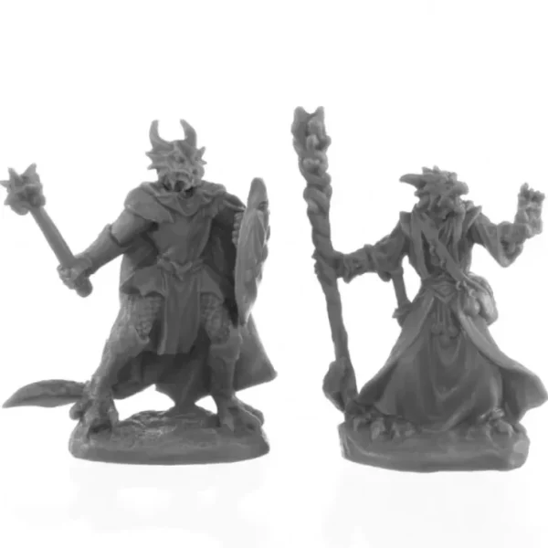 Fashion Reaper Dragonfolk Wizard and Cleric 44144 - Miniature Marvels: Airplane Models & Painted Dice Reaper Miniatures